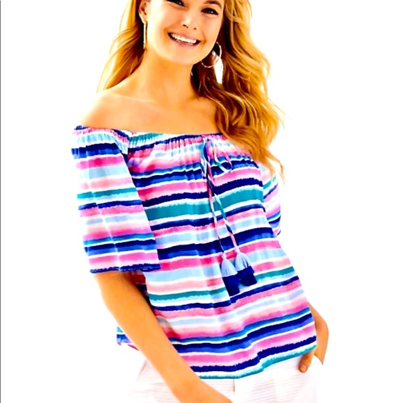 Lilly Pulitzer Tops - Lilly Pulitzer NWT Sain Top Sandy Shell Stripe Size XXS